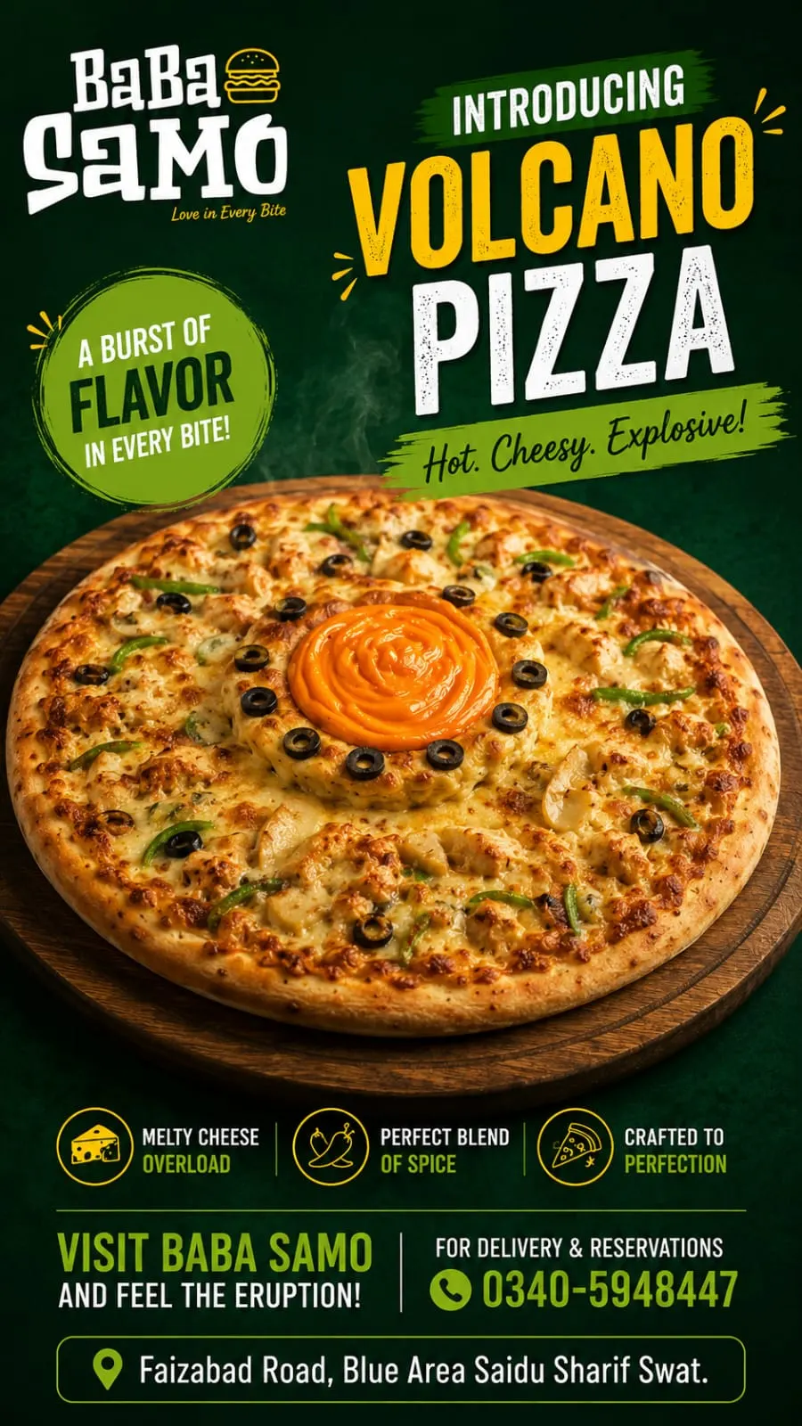 volcano regular pizza